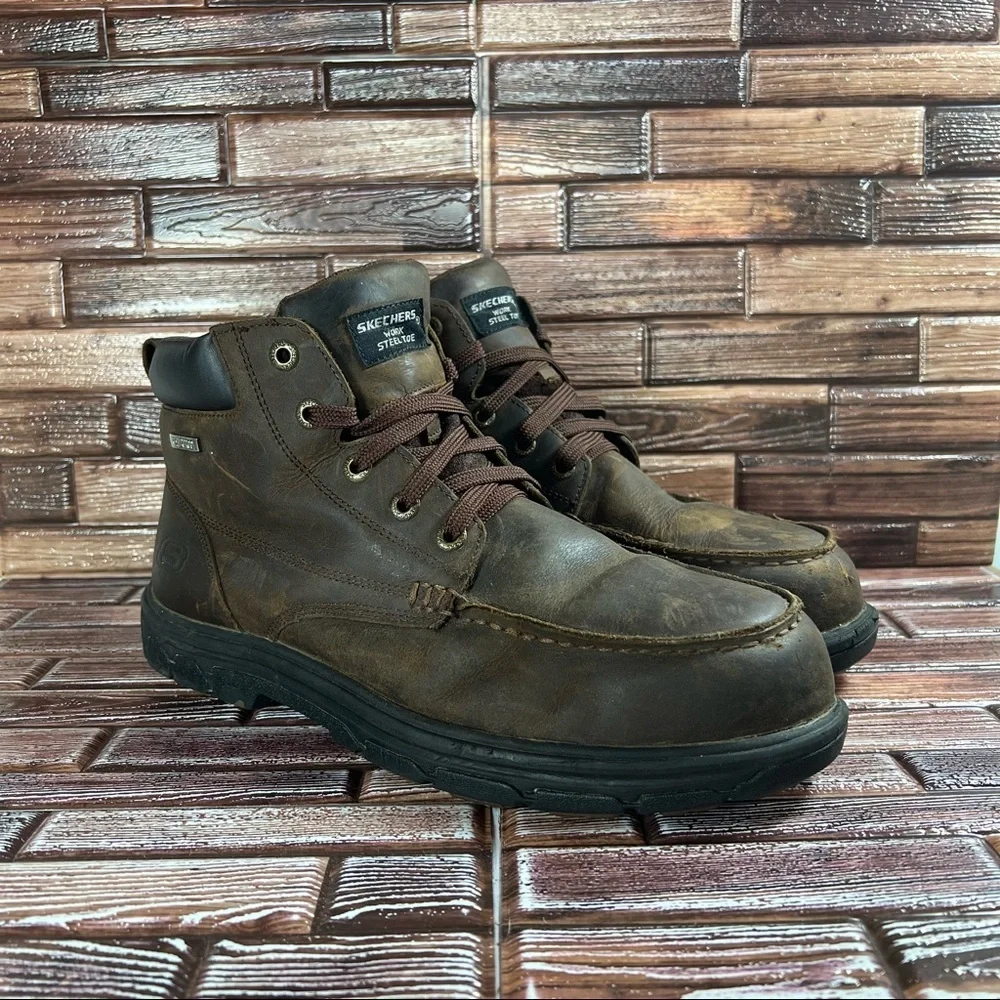 Skechers Leather Waterproof Steel Toe Work Boots - Mens 12